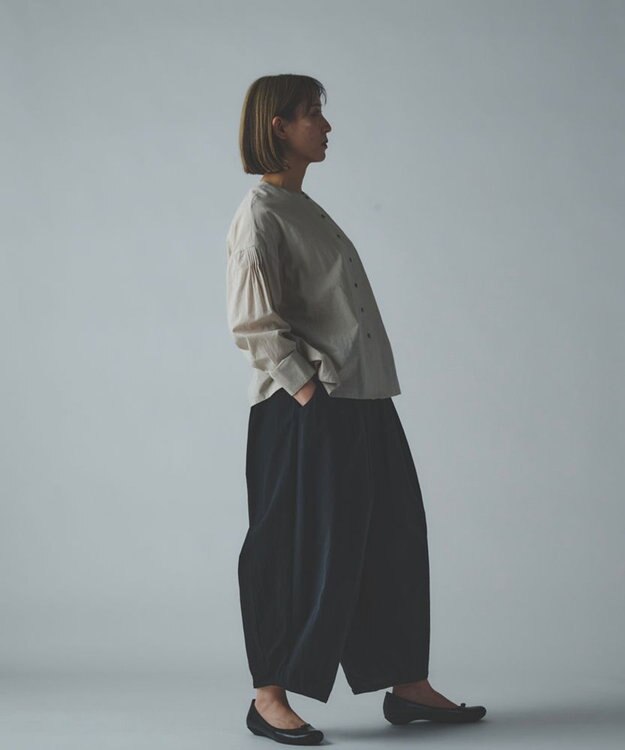 muuc コットンローン長袖ブラウス グレーベージュ