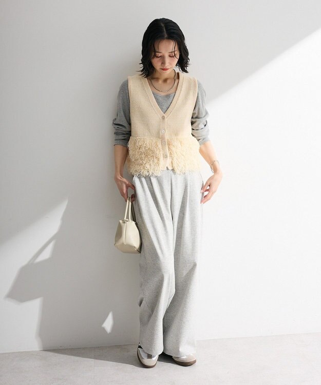 Green Parks タックワイドスウェットパンツ Gray Mixture