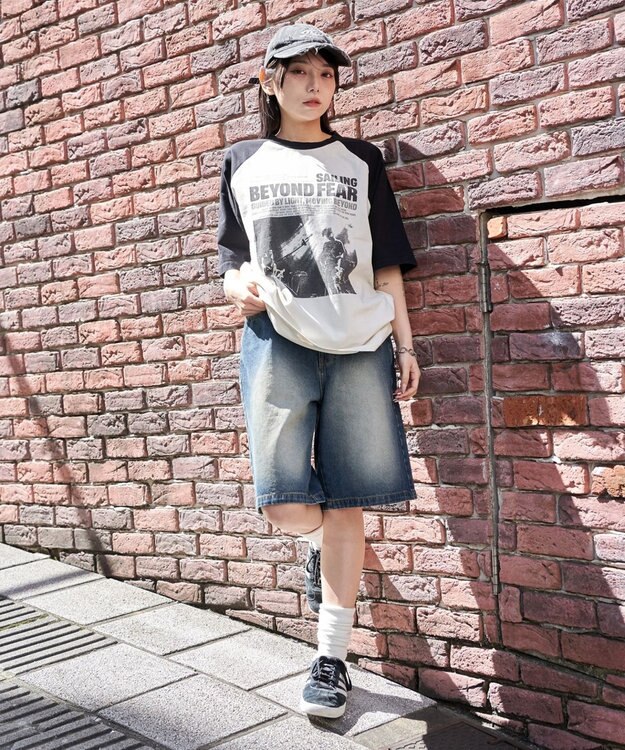 WEGO 【ユニセックス着用ITEM/MLサイズ展開】ヴィンテージライクラグラングラフィックT（SS） ブラックその他