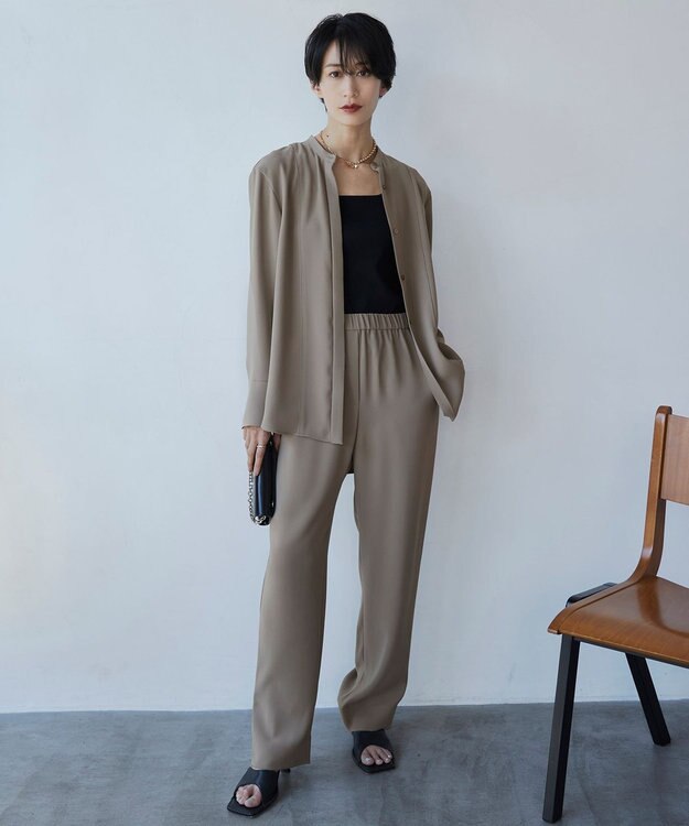 ICB L 【WEB限定カラーあり・洗える】 ライトダブルクロス ストレートパンツ ライトモカ系