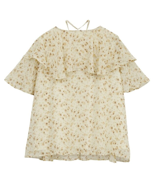earth music&ecology チョーカー付き楊柳ラッフルブラウス Flower