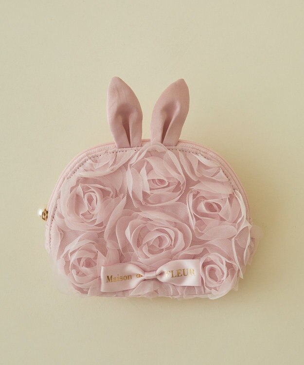 Maison de FLEUR チュールローズラウンドポーチ Pink