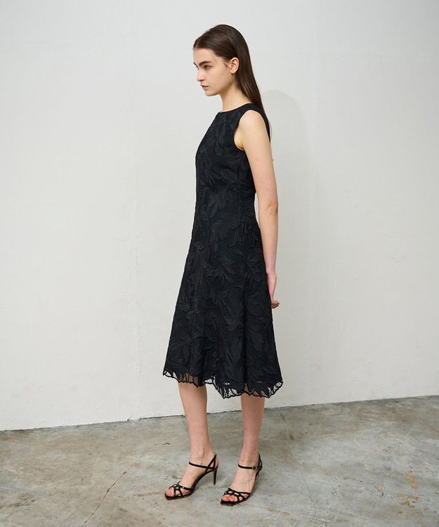 GRACE CONTINENTAL ケミカルリーフドレス ブラック