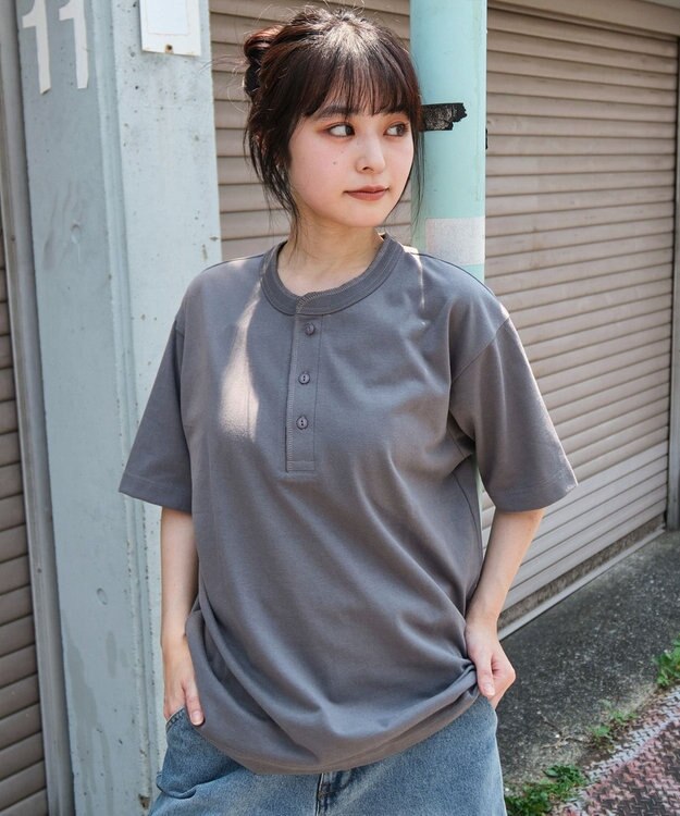 WEGO 【ユニセックス着用ITEM/MLサイズ展開】リラックスフィットヘンリーネックT（SS） 柄1