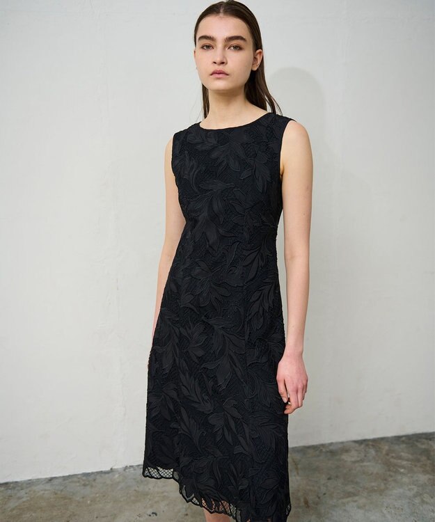 GRACE CONTINENTAL ケミカルリーフドレス ブラック