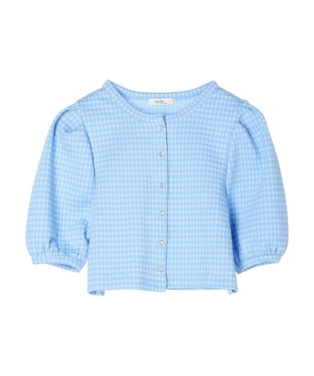 earth music&ecology カットジャガードカーディガン Blue