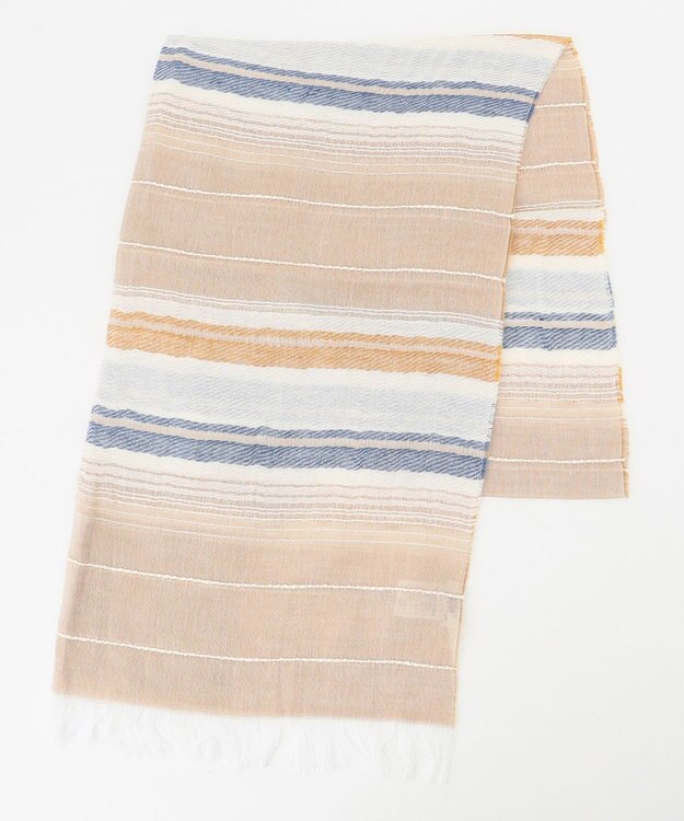 JOSEPH ABBOUD 【イタリア製】スラブボーダージャガード ストール ベージュ系1