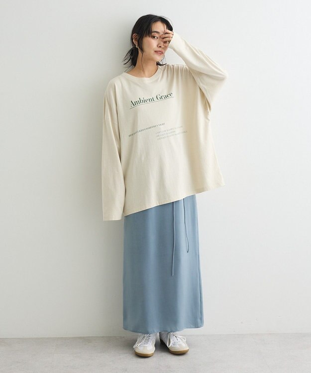 CRAFT STANDARD BOUTIQUE ダルサテンIラインスカート Blue Green