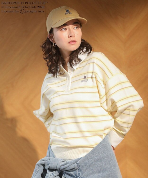 Green Parks GREENWICH POLO CLUB(TM)布帛ドッキングポロニットプルオーバー Yellow
