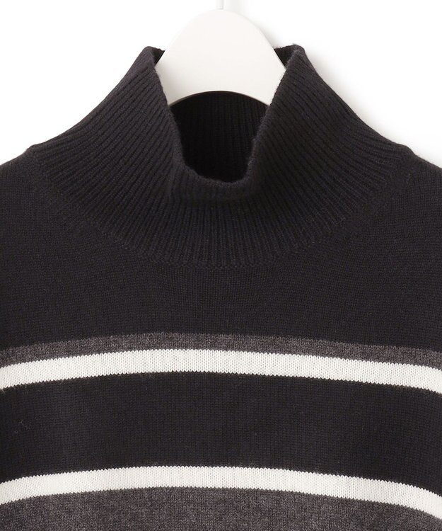 ICB 【洗える】 ソフトカシミヤミックス ハイネック柄ニット グレー系1