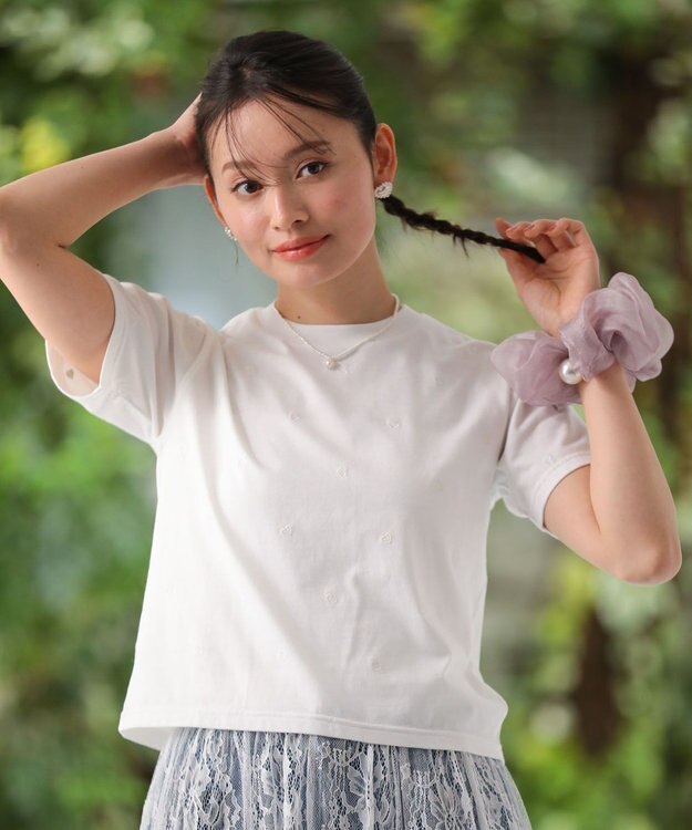 Green Parks ・ＨＡＬＦ　ＴＩＭＥ　大粒パール付きヘアシュシュ Lavender