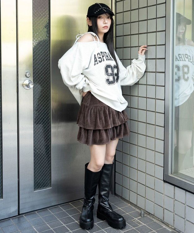 WEGO ベロアフリルスカパン ブラウン