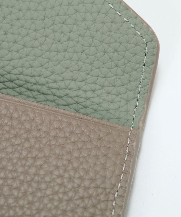 TOPKAPI 【Breath TOPKAPI】DUAL デュアル シュリンクレザー バイカラー フラグメントケース　薄型 / 軽量 グレージュ