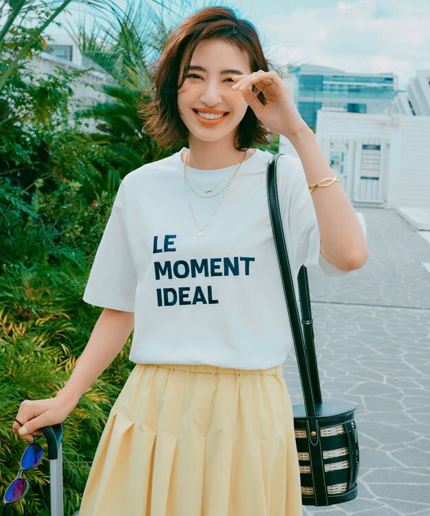 UNFILO L BEAUTY FORM ロゴ刺繍 半袖Tシャツ [NEW]白(ロゴ大)