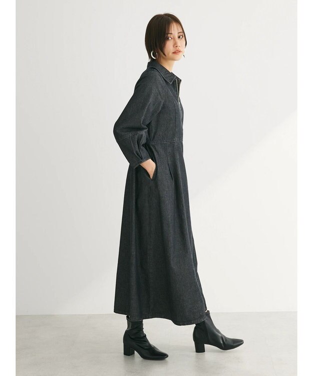 Green Parks ・ＥＬＥＮＣＡＲＥ　ＤＵＥ　デニムハーフＺＩＰワンピース Black