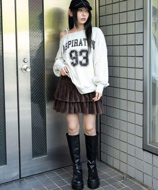 WEGO ベロアフリルスカパン ブラウン