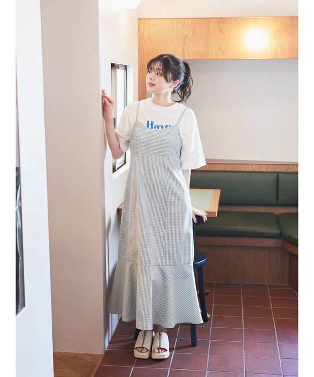 earth music&ecology チェックマーメイドキャミワンピース Black