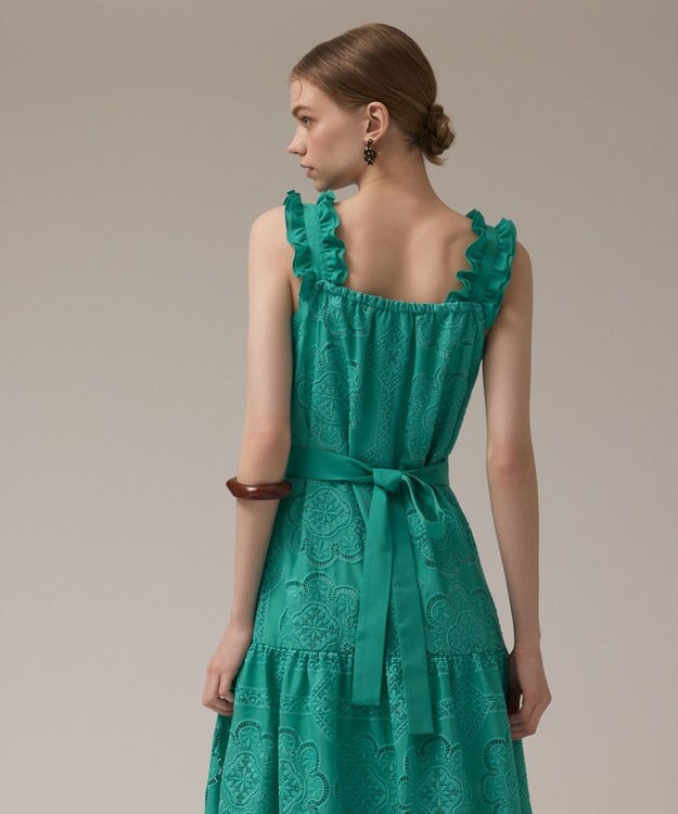 GRACE CONTINENTAL カットワーク刺繍ワンピース グリーン