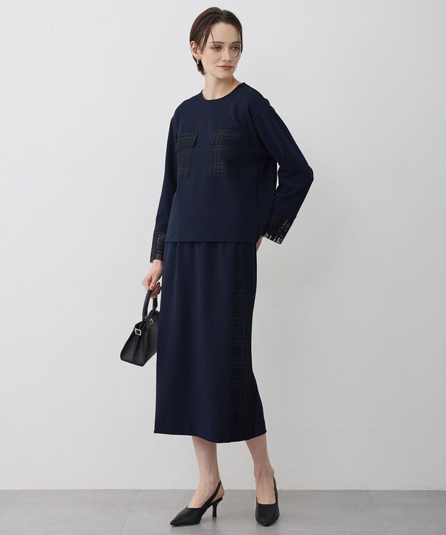 ICB L レースコンビジャージー トップス ネイビー