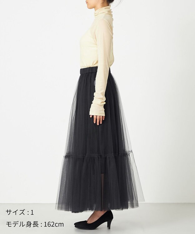 NAVE 【Nave・洗える】チュールフレアースカート ブラック系