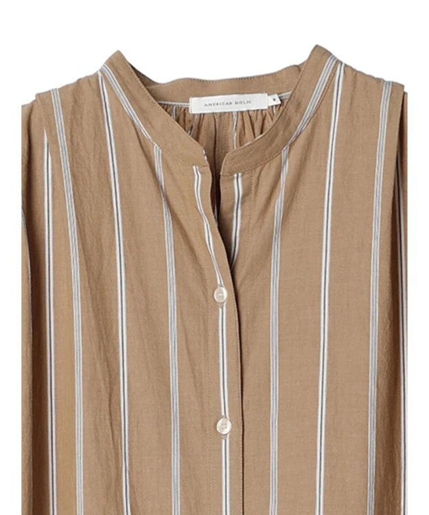 AMERICAN HOLIC イージーケア＋接触冷感丈違い強撚ワッシャーワンピース Stripe Beige