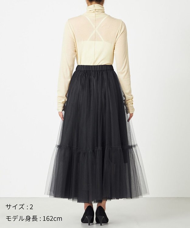 NAVE 【Nave・洗える】チュールフレアースカート ブラック系