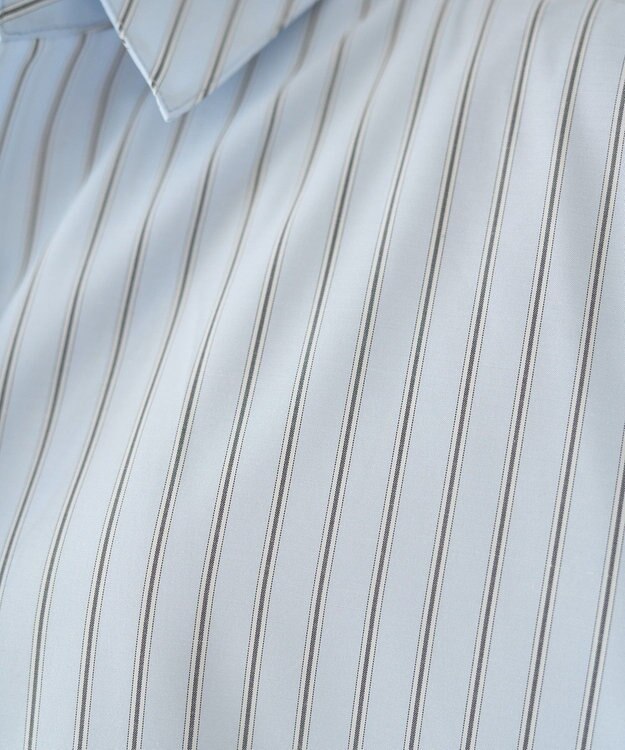 AMERICAN HOLIC 抜け衿スキッパーシャツ Stripe Sax