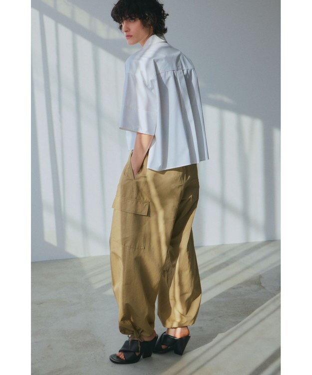 NAVE 【ReNave・セットアップ可/洗える】コットンリネンカルゼ  カーゴパンツ ベージュ系