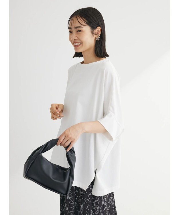 Green Parks 冷っとすずやか　ドルマンカット５分袖プルオーバー Off White