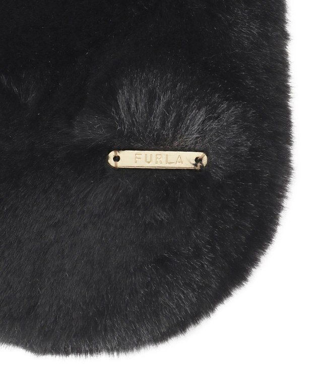 MOONBAT FURLA フェイクファーくしゅくしゅリボンマフラー ブラック