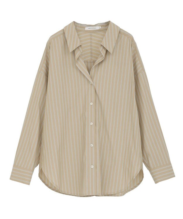 AMERICAN HOLIC 抜け衿スキッパーシャツ Stripe Beige