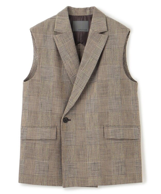 uncrave グレンチェック ジレ ブラウンチェック