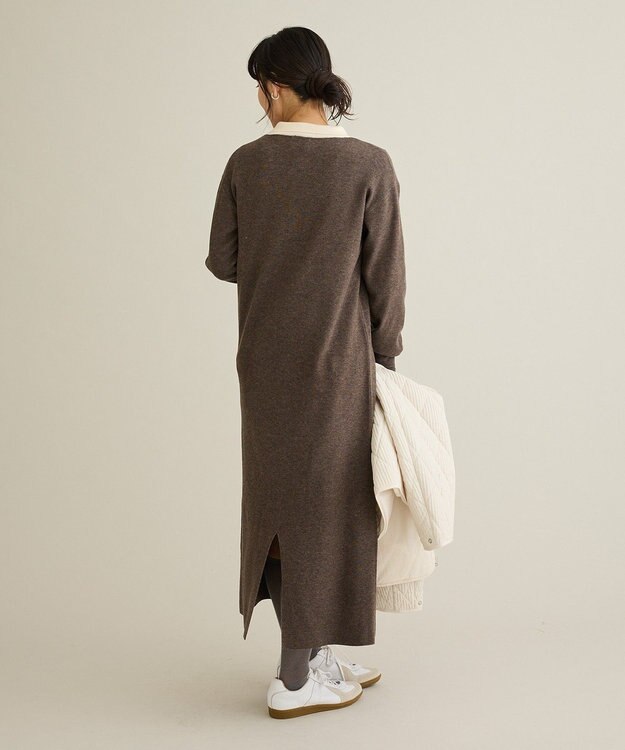 CRAFT STANDARD BOUTIQUE ポロ衿ニットワンピース Dark Brown
