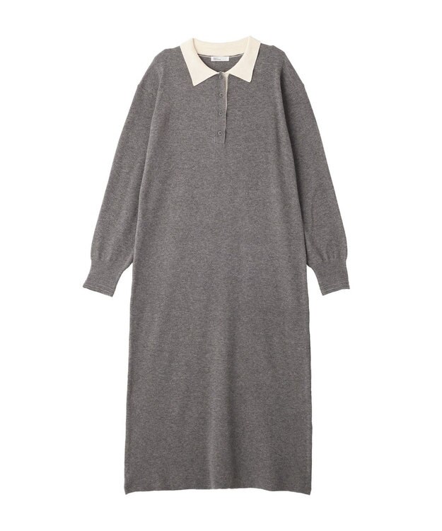 CRAFT STANDARD BOUTIQUE ポロ衿ニットワンピース Gray Mixture