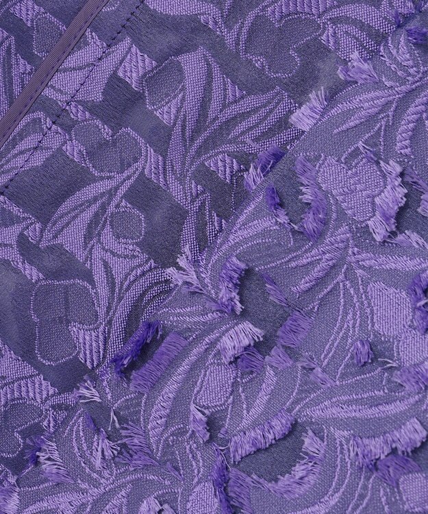 自由区 S YONEZAWAレーシージャガード ノーカラージャケット パープル系