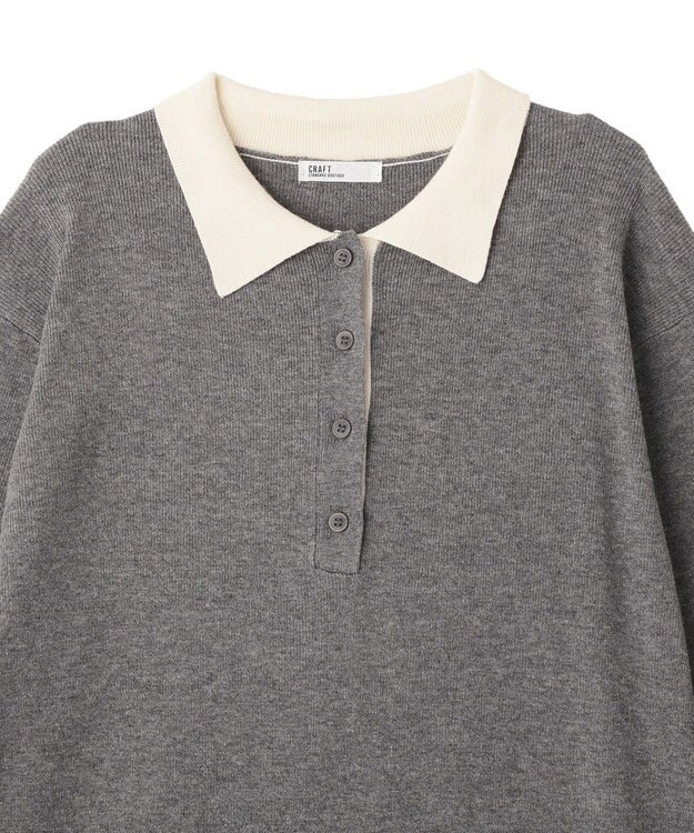 CRAFT STANDARD BOUTIQUE ポロ衿ニットワンピース Gray Mixture