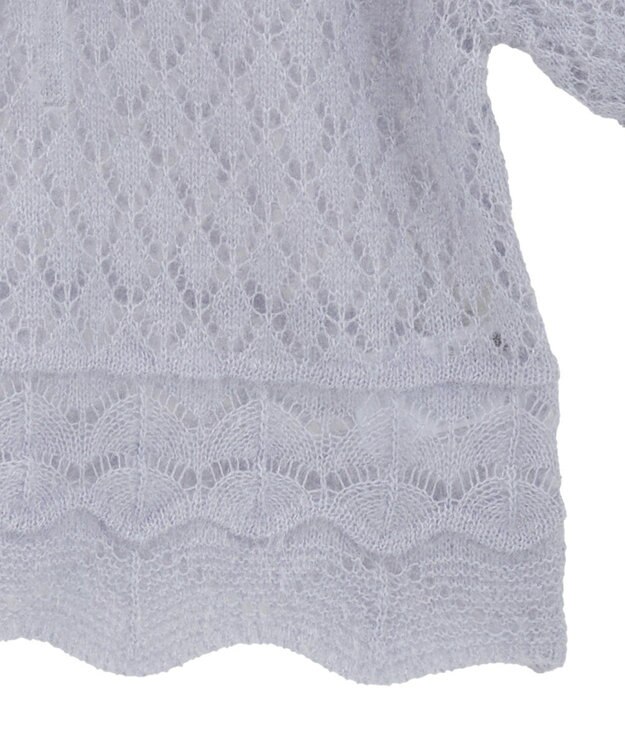 earth music&ecology キャットヤーン透かし編みニットプルオーバー Grayish Blue