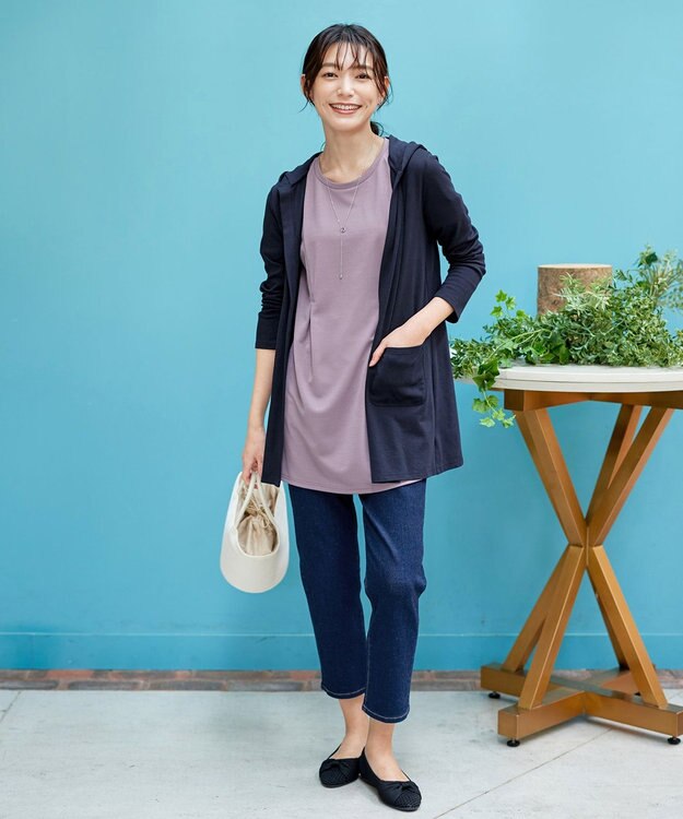 Tiaclasse L 【洗える・接触冷感・紫外線ケア・サラごこち】はしごレースチュニック ピンクモカ