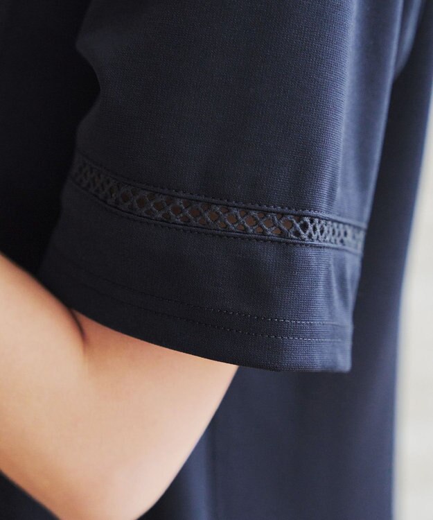 Tiaclasse L 【洗える・接触冷感・紫外線ケア・サラごこち】はしごレースチュニック ネイビー