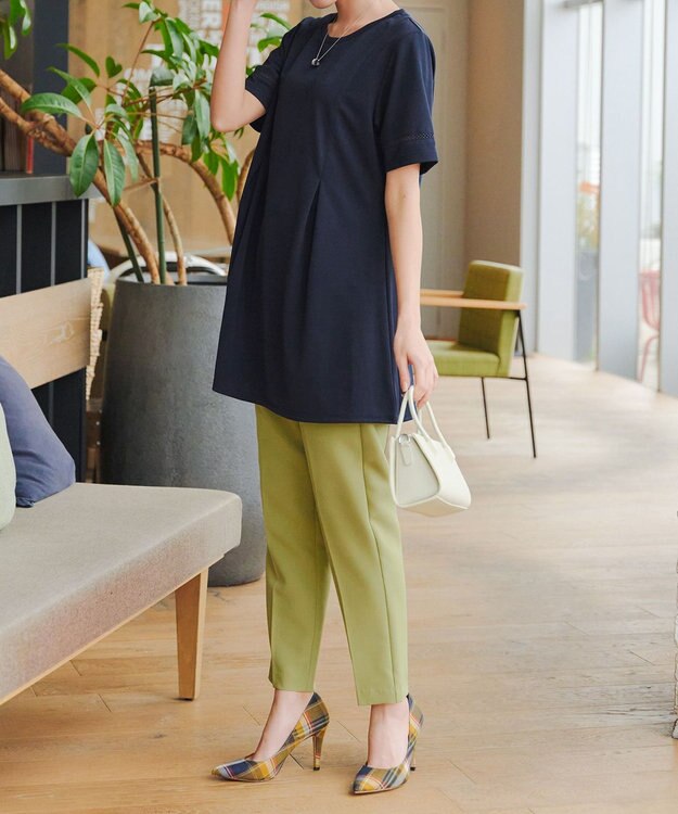 Tiaclasse L 【洗える・接触冷感・紫外線ケア・サラごこち】はしごレースチュニック ネイビー