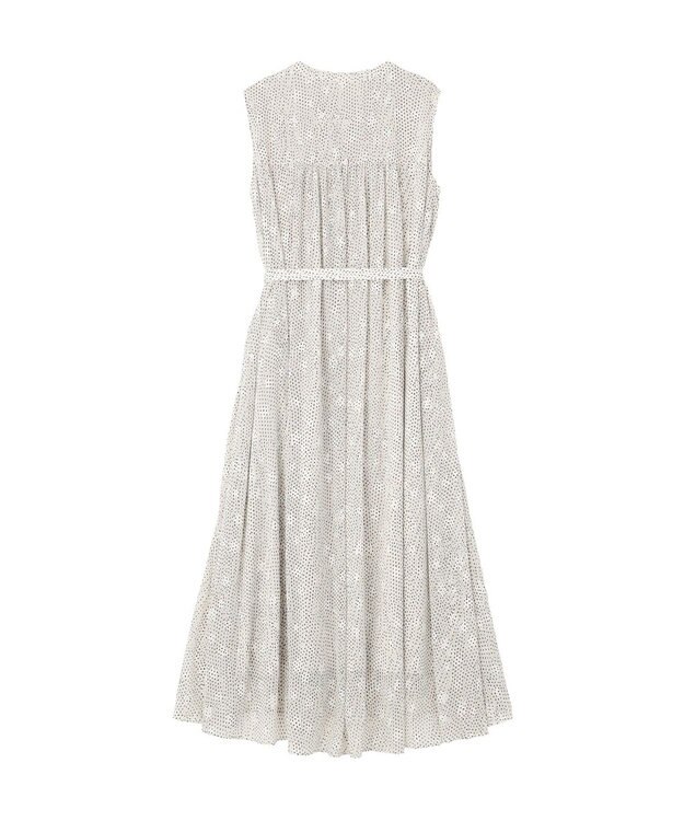 YECCA VECCA シアードット柄ギャザーワンピース Off White