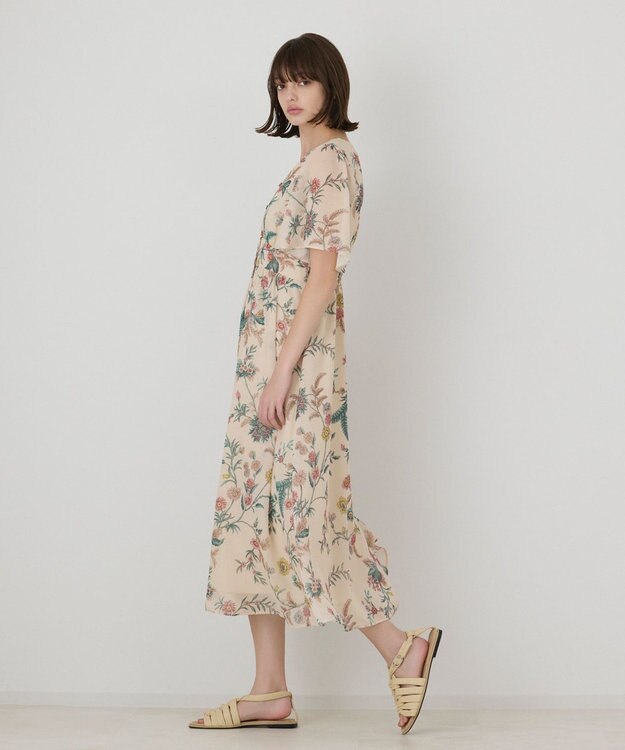 GRACE CONTINENTAL シノワズリプリントワンピース ベージュ