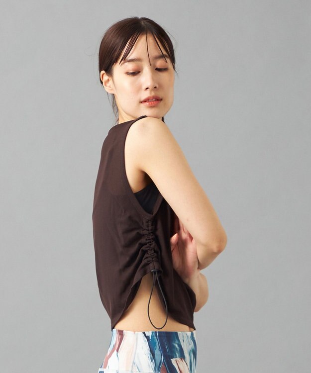 Chacott Chacott BALANCE シアーリブノースリーブTシャツ ダークブラウン