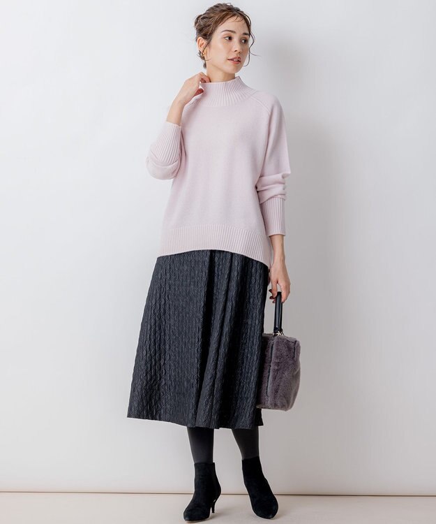 組曲 【8色展開・WEB限定】ウールカシミヤミックス ハイネック ニット アイスピンク系