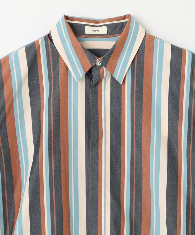 NAVE 【Nave 　洗える】ワイドストライプ ブラウス ネイビー系1