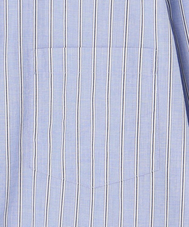 J.PRESS YORK STREET 【UNISEX】タイプライターストライプ バンドカラーシャツ サックスブルー系1