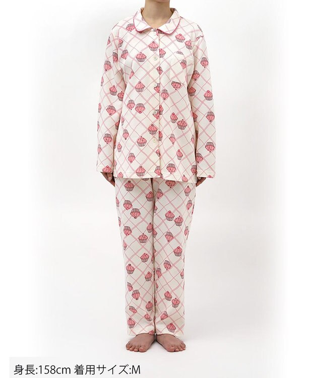 Wing パジャマ 綿100%(本体肌側) あったか 3Lまで対応 大きいサイズ 長袖 長ズボン 冬 レディース EP6020 ウイング／ワコール ピンク