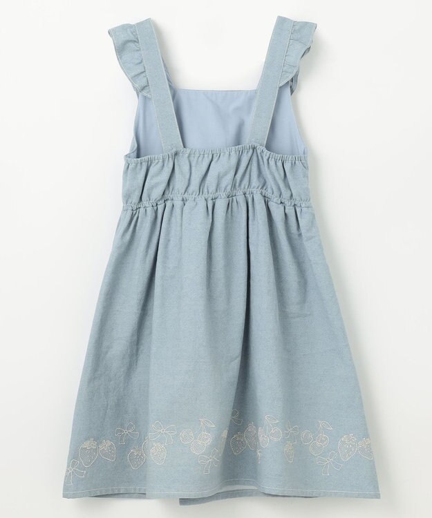 ANY KIDS 【チェリーベリーシリーズ】フルーツ 刺繍 ジャンパースカート ブルー