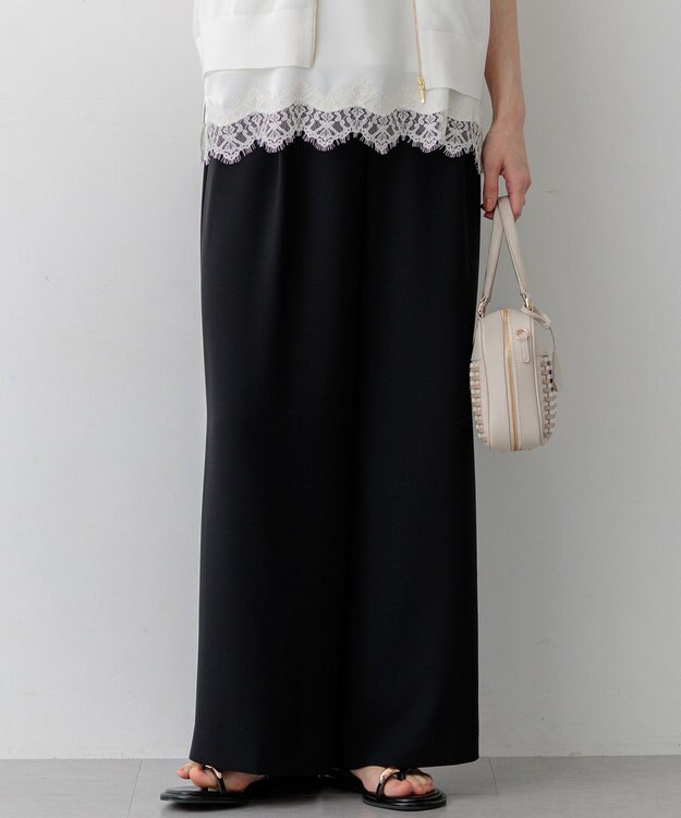 23区 【WEB&一部店舗限定】ストレッチジョーゼット ワイドパンツ ブラック系