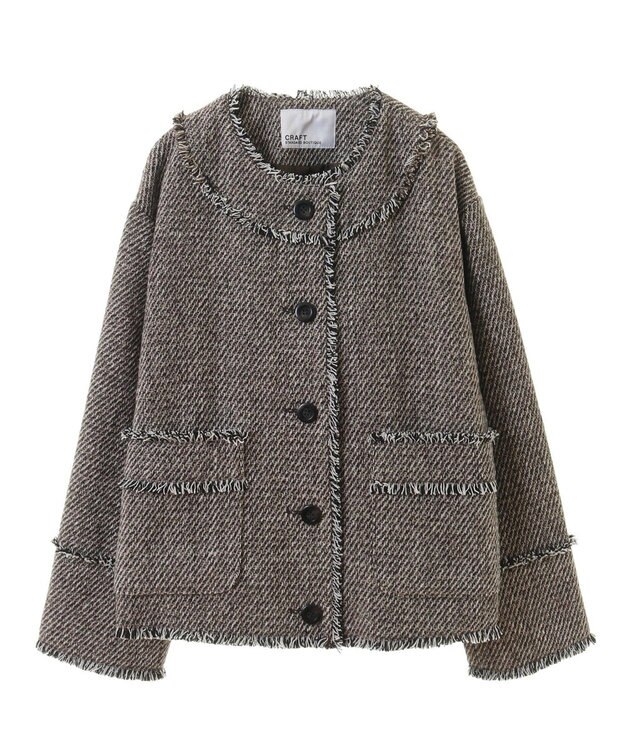 CRAFT STANDARD BOUTIQUE ツイードフリンジジャケット Gray
